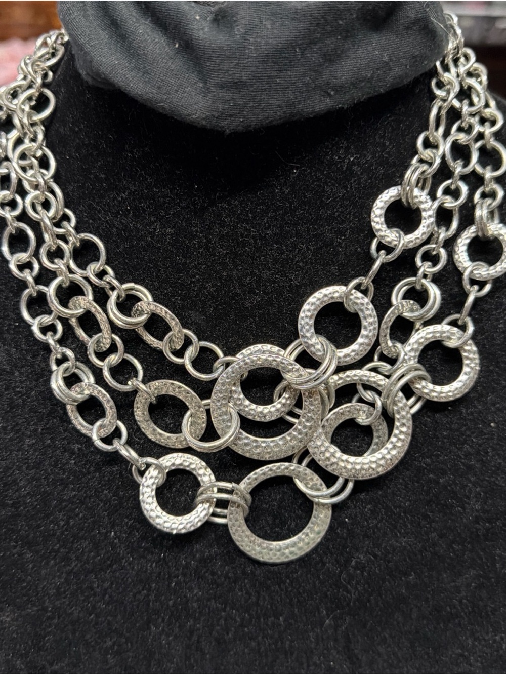 Lia Sophia “Linkage”(3) Detachable Multi Row Circle infinite me clasp necklace